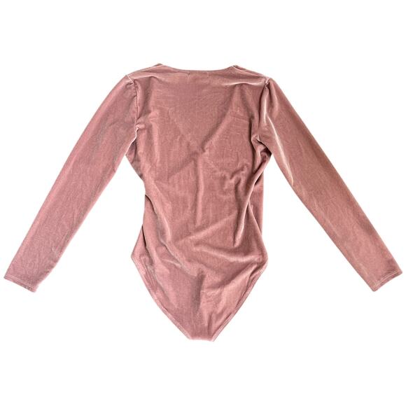 Madewell Pink Velvet Wrap Bodysuit Feminine Ballerina Size Small - Picture 7 of 10
